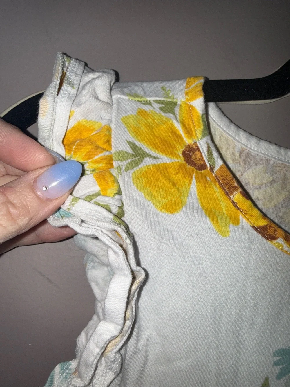 Girls' Sunflower Print Ruffle-Sleeve Cotton Dress - White & Yellow